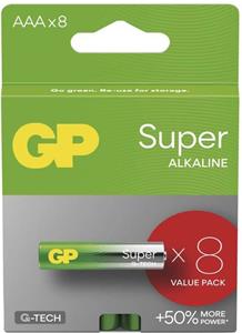GP Super Alkaline, alkalická batéria LR03 (AAA) 8ks, papierová krabička