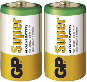 GP Super Alkaline, alkalická batéria LR20 (D) 2ks, fólia