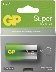 GP Super Alkaline, alkalická batéria LR20 (D) 2ks, papierová krabička
