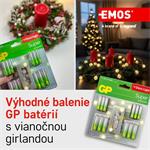 GP Super Alkaline, alkalická batéria LR6 (AA) 12ks + LR03 (AAA) 12ks + LED vianočnou girlandou, blister