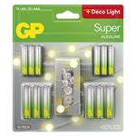 GP Super Alkaline, alkalická batéria LR6 (AA) 12ks + LR03 (AAA) 12ks + LED vianočnou girlandou, blister