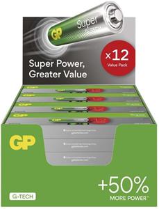 GP Super Alkaline, alkalická batéria LR6 (AA) 12ks, papierová krabička