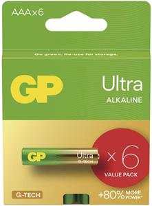 GP Ultra, alkalická batéria LR03 (AAA) 6ks, papierová krabička