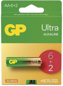 GP Ultra Plus, alkalická batéria LR06 (AA) 8ks, papierová krabička