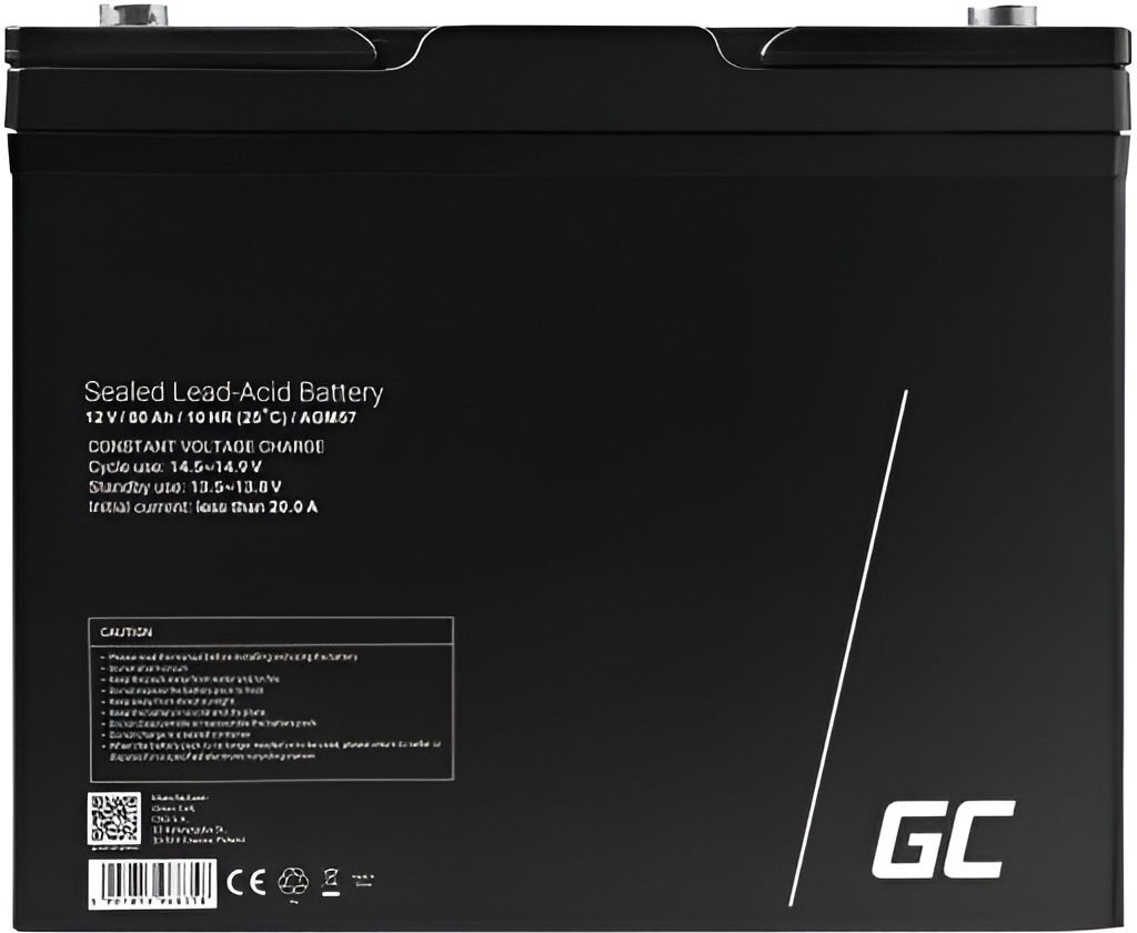Green Cell AGM VRLA bezúdržbová batéria pre člny, skútre, hračky, invalidné vozíky, karavany, kosačky, 12V, 80Ah
