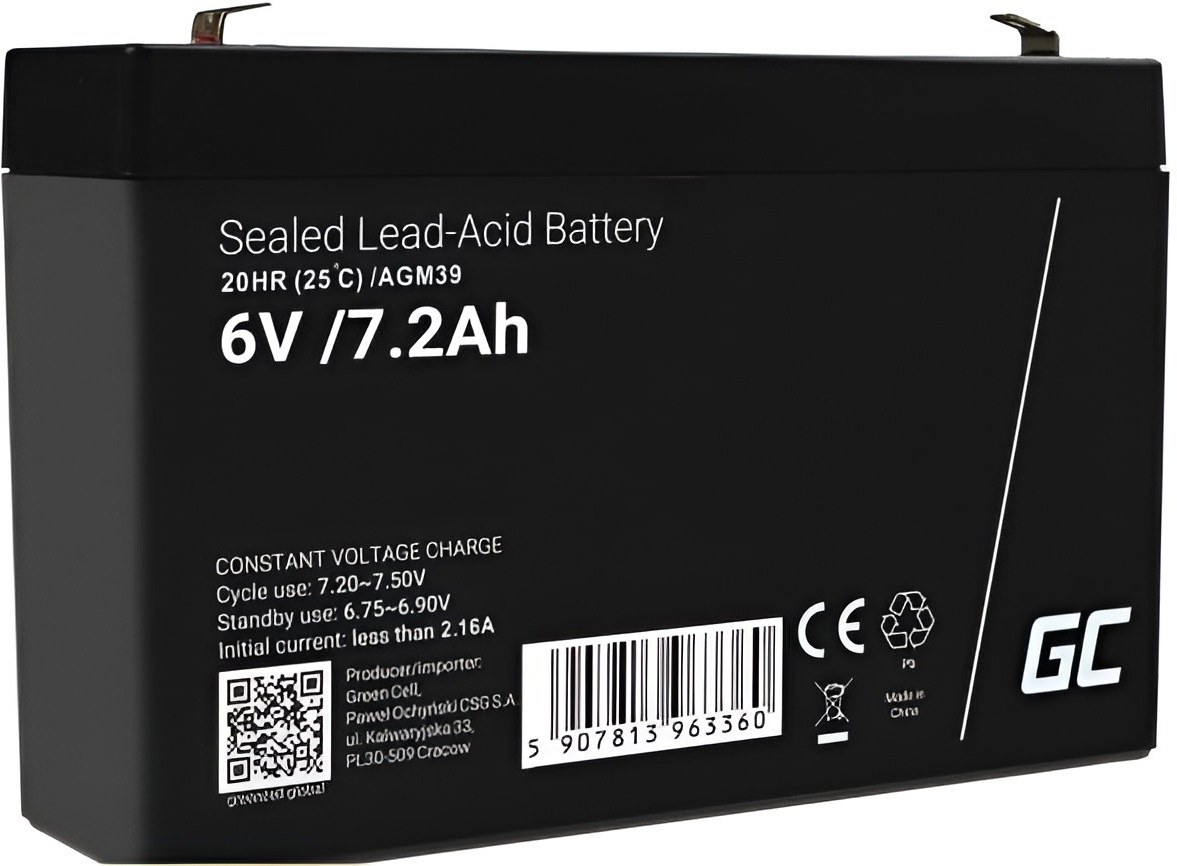 Green Cell batéria AGM VRLA, 6V, 7.2Ah