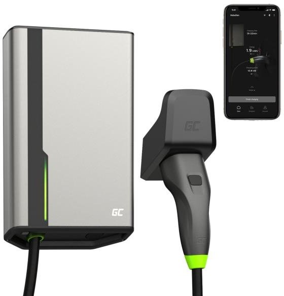 Green Cell GC HabuDen Wallbox 22kW, 32A, 7.5m kábel, Type 2 Smart EV nabíjacia stanica s GC App Bluetooth, WiFi