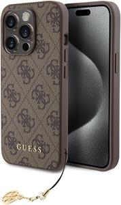 Guess 4G Charm kryt pre iPhone 15 Pro, hnedý