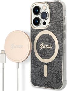 Guess 4G MagSafe kryt + bezdrôtová nabíjačka pre iPhone 14 Pro, čierny
