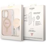 Guess 4G MagSafe kryt + bezdrôtová nabíjačka pre iPhone 14 Pro, ružový