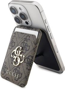 Guess 4G Metal Logo MagSafe Cardslot peňaženka so stojanom, hnedá