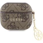 Guess 4G PU Charm puzdro pre AirPods 3, hnedé
