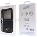 Guess 4G PU Leather Triangle kryt pre Samsung Galaxy Z Flip 5, čierny