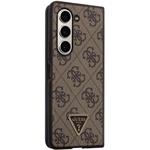 Guess 4G PU Leather Triangle kryt pre Samsung Galaxy Z Fold 5, hnedý