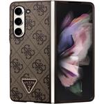 Guess 4G PU Leather Triangle kryt pre Samsung Galaxy Z Fold 5, hnedý