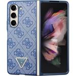 Guess 4G PU Leather Triangle kryt pre Samsung Galaxy Z Fold 5, modrý