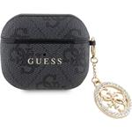 Guess 4G Script PC/PU Charm puzdro pre AirPods 3, čierne