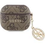 Guess 4G Script PC/PU Charm puzdro pre AirPods 3, hnedé