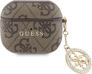 Guess 4G Script PC/PU Charm puzdro pre AirPods 3, hnedé