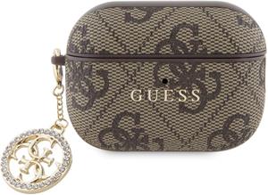 Guess 4G Script PC/PU Charm puzdro pre AirPods Pro 2, hnedé