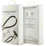 Guess Crossbody Popruh 4G Charm s nabíjacím káblom USB-C/USB-C, čierny