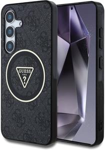 Guess IML 4G Glitter and Triangle Logo MagSafe kryt pre Samsung Galaxy S25, čierny