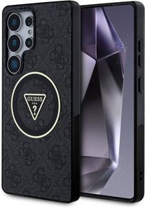 Guess IML 4G Glitter and Triangle Logo MagSafe kryt pre Samsung Galaxy S25 Ultra, čierny