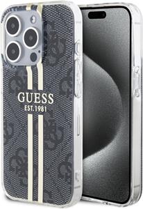 Guess IML 4G Gold Stripe kryt pre iPhone 15 Pro Max, čierny