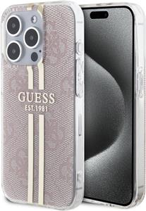Guess IML 4G Gold Stripe kryt pre iPhone 15 Pro Max, ružový
