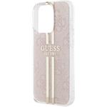 Guess IML 4G Gold Stripe kryt pre iPhone 15 Pro, ružový