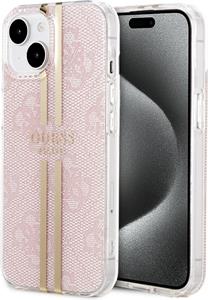Guess IML 4G Gold Stripe kryt pre iPhone 15, ružový