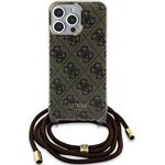 Guess IML 4G Printed Crossbody kryt pre iPhone 15 Pro, hnedý