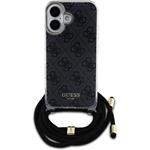 Guess IML 4G Printed Crossbody popruh + kryt pre iPhone 16, čierny