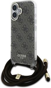 Guess IML 4G Printed Crossbody popruh + kryt pre iPhone 16, hnedý