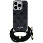 Guess IML 4G Printed Crossbody popruh + kryt pre iPhone 16 Pro, čierny