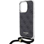 Guess IML 4G Printed Crossbody popruh + kryt pre iPhone 16 Pro, čierny