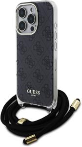 Guess IML 4G Printed Crossbody popruh + kryt pre iPhone 16 Pro, čierny