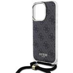 Guess IML 4G Printed Crossbody popruh + kryt pre iPhone 16 Pro Max, čierny