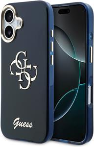 Guess IML 4G Script Metal Logo kryt pre iPhone 17, modrý