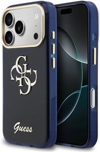 Guess IML 4G Script Metal Logo kryt pre iPhone 17 Pro Max, modrý