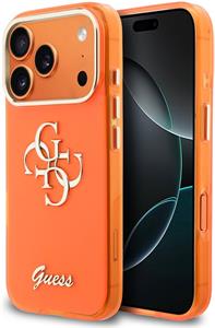 Guess IML 4G Script Metal Logo kryt pre iPhone 17 Pro, oranžový