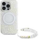 Guess IML Flowers Allover Strap MagSafe kryt pre iPhone 16 Pro Max, biely