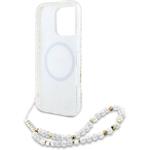 Guess IML Flowers Allover Strap MagSafe kryt pre iPhone 16 Pro Max, biely