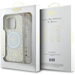 Guess IML Flowers Allover Strap MagSafe kryt pre iPhone 16 Pro Max, biely