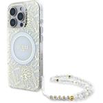 Guess IML Flowers Allover Strap MagSafe kryt pre iPhone 16 Pro Max, biely
