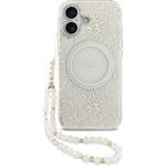Guess IML Flowers Allover Strap MagSafe kryt pre iPhone 17, biely