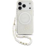 Guess IML Flowers Allover Strap MagSafe kryt pre iPhone 17 Pro, biely