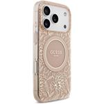 Guess IML Flowers Allover Strap MagSafe kryt pre iPhone 17 Pro, ružový