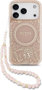 Guess IML Flowers Allover Strap MagSafe kryt pre iPhone 17 Pro, ružový