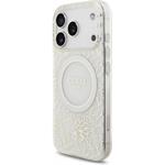 Guess IML Flowers Allover Strap MagSafe kryt pre iPhone 18 Pro, biely